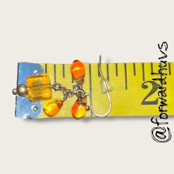 Bundle Sale 3 for $15 | Handcrafted Orange Glass Bead Earrings - Picture 5 of 7